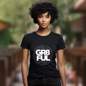 black woman Gr8tful short sleeve t-shirt logo in front